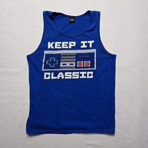 Nintendo Keep It Classic Tank Top Blue Mens Small Retro Gaming Sleeveless Shirt